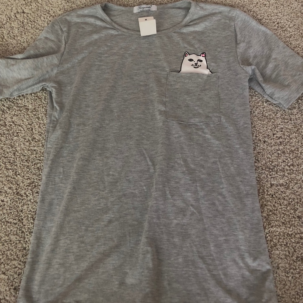 never worn cat flicking off shirt